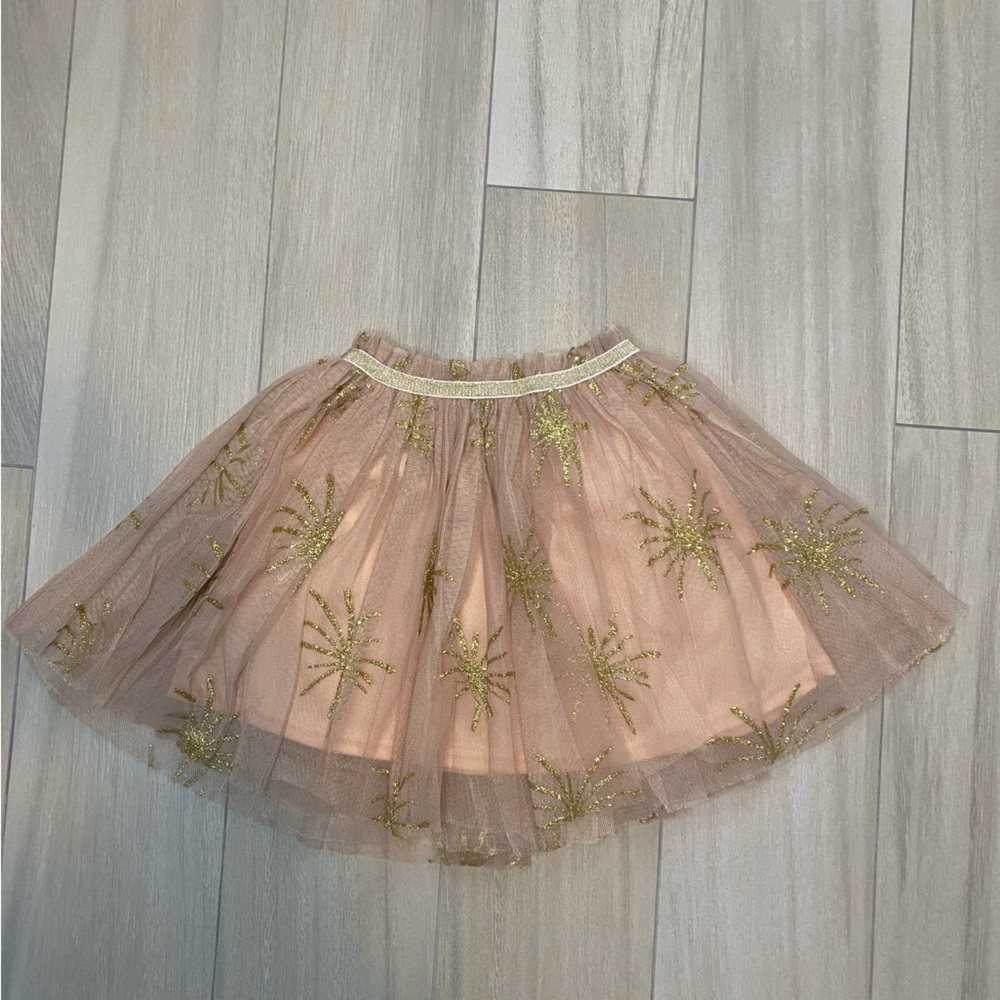 Nicole Miller kids girls size 6 tulle glitter skirt pink gold color